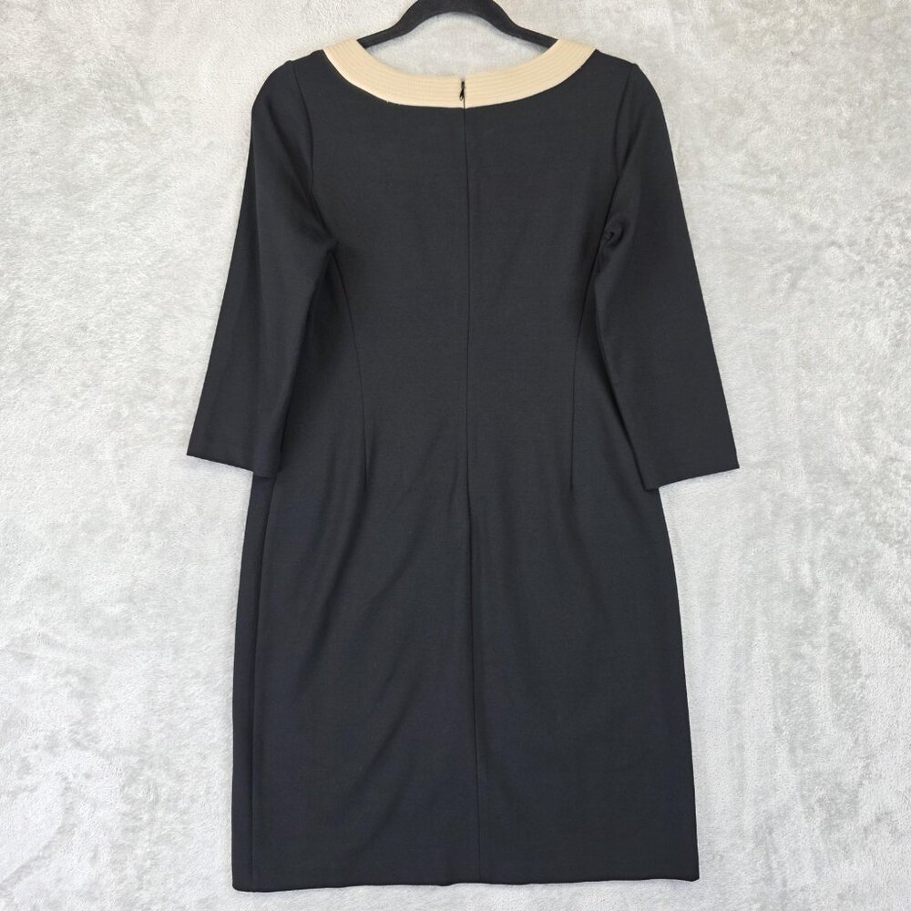 Talbots Dress Womens 4P Black Beige Sheath Ponte Knit 3/4 Sleeve Career Work - Picture 11 of 11
